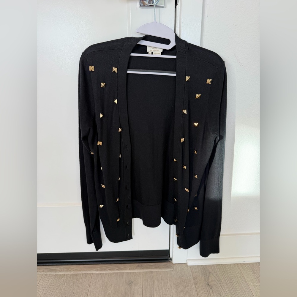 Kate spade black sweater with gold studs